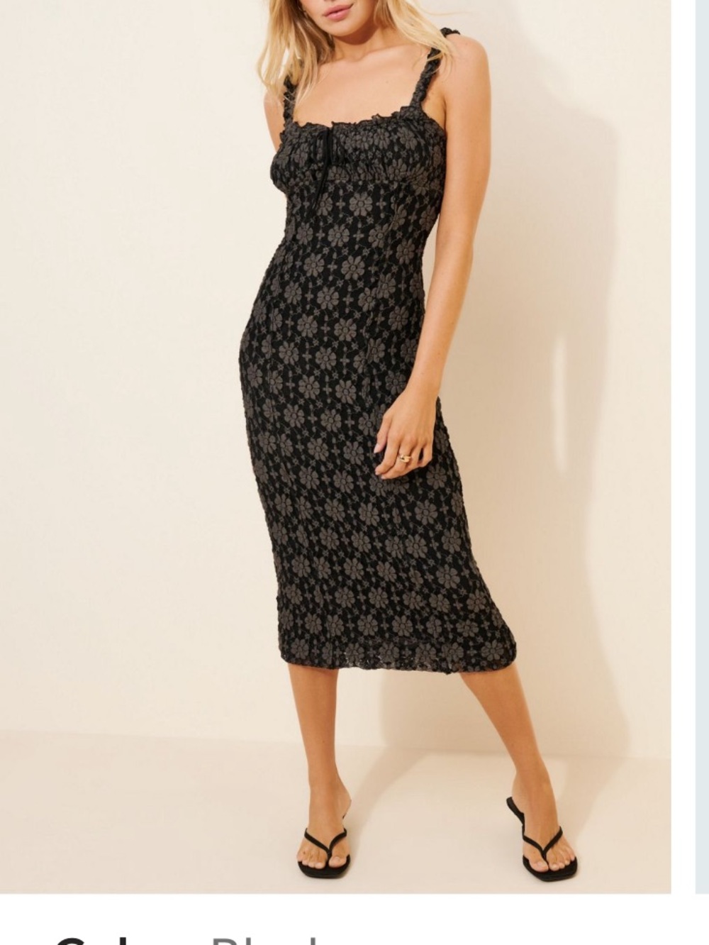 Free People lace midi black floral dress small